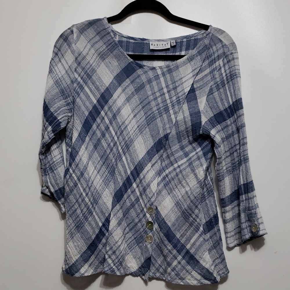 Habitat Clothes‎ To Live In Lagenlook Linen Blend Crinkle Blouse